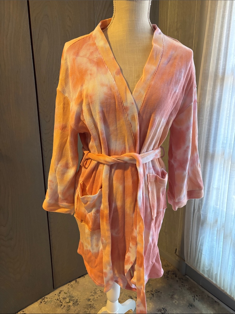 Wild Sage Tie Dye Waffle Ribbed Robe Bath Pajamas